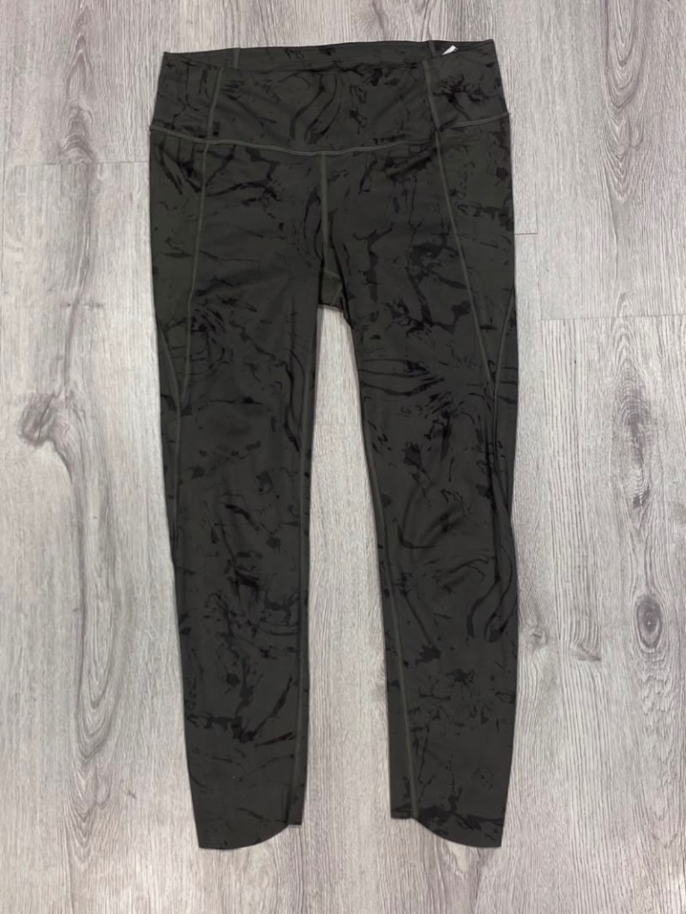 Athleta Olive Green Marble Abstract Print Leggings Size S